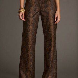 12th TRIBE. Brown Snake Print Wide-Leg Pants